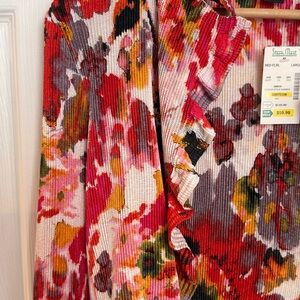 Beautiful ‘vibrant colored’ ruffled open lightweight spring cardigan NWT